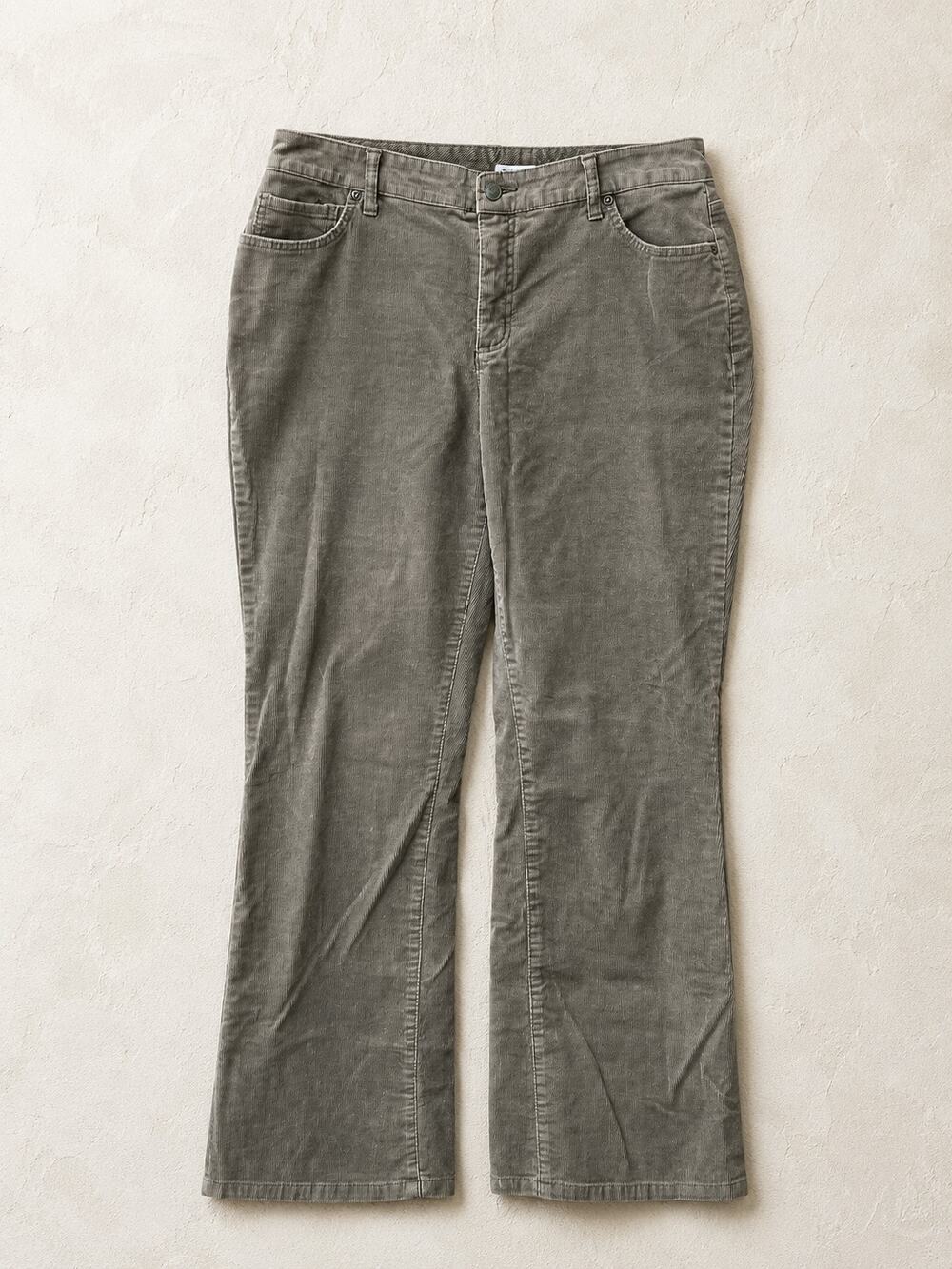 St. John's Bay -  Earthy Fall Vintage Style Flared Leg Sage Corduroy Pants - 14